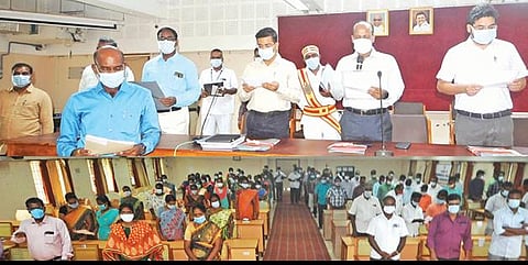 நெய்வேலி மத்திய தொழிலகப் பாதுகாப்பு படை துணை தலைவர் அலுவலகத்தில் வீரர்கள் லஞ்ச ஒழிப்பு உறுதி மொழி எடுத்துக் கொண்டனர்.