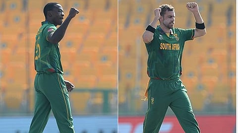 தென் ஆப்பிரிக்காவின் வெற்றிக்கு முக்கியக் காரணமாக இருந்த நோர்க்கியா, ரபாடா | படம் உதவி ட்விட்டர்