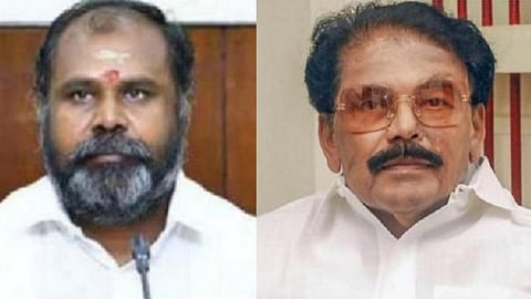 முன்னாள் அமைச்சர் ஆர்.பி. உதயகுமார், வருவாய் மற்றும் பேரிடர் மேலாண்மைத்துறை அமைச்சர் கே.கே.எஸ்.எஸ்.ஆர்.ராமச்சந்திரன் | கோப்புப் படம்.