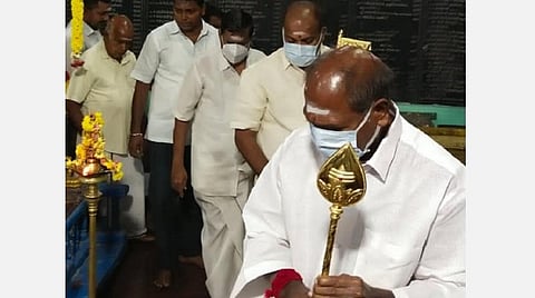  தங்கவேலுடன் முதல்வர் ரங்கசாமி