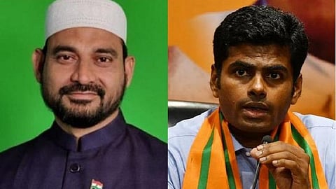 பாஜக சிறுபான்மையினர் அணியின் தேசியச் செயலர் வேலூர் இப்ராஹிம் மற்றும்  தமிழக பாஜக தலைவர் அண்ணாமலை | கோப்புப் படங்கள்.