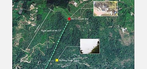 விபத்து ஏற்பட்ட பகுதியை ட்ரோன் மூலம் காட்சிப்படுத்தி, தயாரிக்கப்பட்ட வரைபடம்.