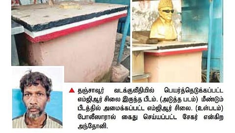 எம்ஜிஆர் சிலையை பெயர்த்தெறிந்தவர் கைது