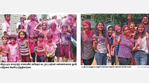 ஹோலி பண்டிகை கொண்டாட்டம்: புதுச்சேரி, விழுப்புரத்தில் உற்சாகம்