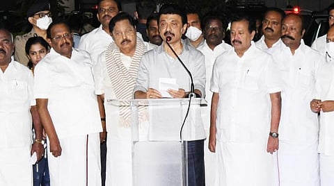 சென்னை விமான நிலையத்தில் செய்தியாளர் சந்திப்பில் முதல்வர் ஸ்டாலின்