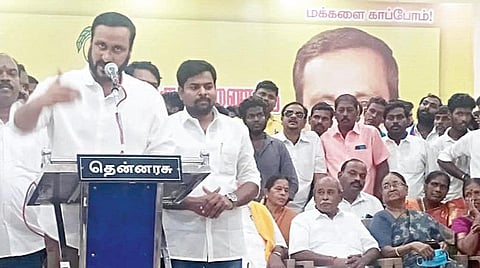 சிதம்பரத்தில் நடந்த பாமக பொதுக்குழுக் கூட்டத்தில் பேசிய பாமக இளைஞரணித் தலைவர் அன்புமணி ராமதாஸ்.