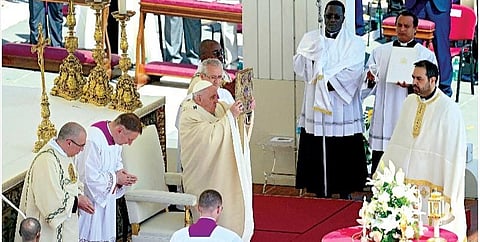 கன்னியாகுமரி மாவட்டத்தைச் சேர்ந்த தமிழரான மறைசாட்சி தேவசகாயத்துக்கு புனிதர் பட்டம்; ரோமில் போப் பிரான்சிஸ் வழங்கினார்: விழாவில் தமிழக அமைச்சர்கள் பங்கேற்பு