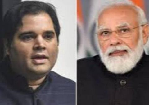வருண் காந்தி (இடது); பிரதமர் மோடி (வலது)