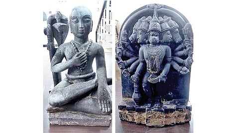 பட்டினப்பாக்கம் கடற்கரையில் கரை ஒதுங்கிய கற்சிலைகள்.