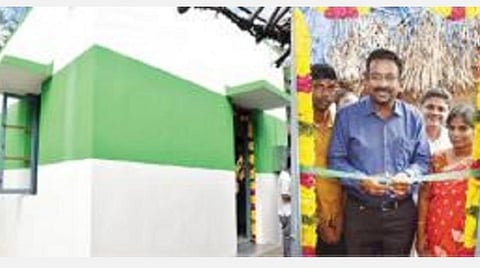 தஞ்சாவூர் மாவட்டம் வடக்கூரில் மாணவர் வேல்முருகன் குடும்பத்துக்காக கட்டப்பட்ட புதிய வீட்டை நேற்று திறந்து வைக்கிறார் ஆட்சியர் தினேஷ் பொன்ராஜ் ஆலிவர்