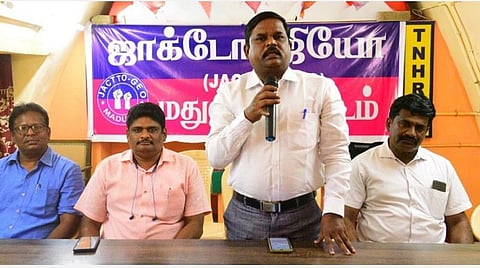 ஜாக்டோ-ஜியோ மாநில ஒருங்கிணைப்பாளர் ஆ.செல்வம் | படம்: எஸ்.கிருஷ்ணமூர்த்தி