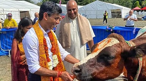 பசு மாட்டுக்கு பூஜை செய்த ரிஷி சுனக்: வைரல் வீடியோ