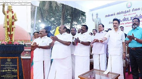 அம்பேத்கர் சிலையை திறந்து வைத்த தமிழக முதல்வர் ஸ்டாலின்