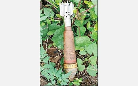 கண்டெடுக்கப்பட்ட  ராக்கெட் லாஞ்சர் குண்டு.﻿﻿