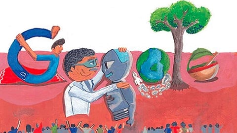 கூகுள் டூடுல் இந்தியா 2022 போட்டியில் வெற்றி பெற்ற ஓவியம்.