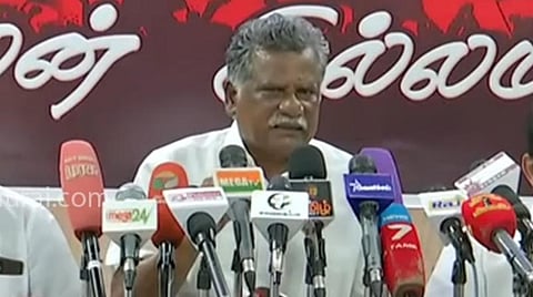 சென்னையில் செய்தியாளர்களைச் சந்தித் இந்திய கம்யூ. கட்சியின் மாநில செயலாளர் முத்தரசன்