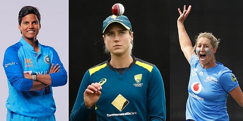 தீப்தி சர்மா, எலிஸ் பெர்ரி, சோபி டிவைன் | கோப்புப்படம்