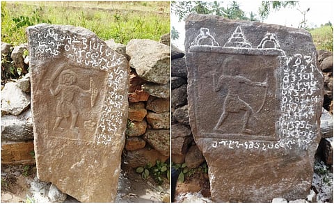 அரூர்  ஆலம்பாடியில் தெண்பெண்ணையாற்று கரையோரம் கிடைத்த பல்லவர்கால நடுகல் கல்வெட்டுகள்