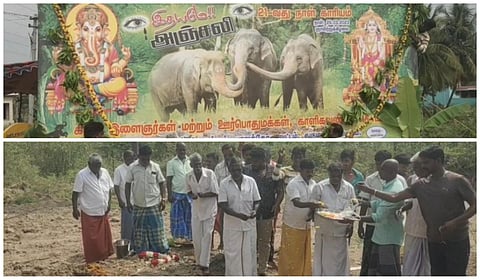 தர்மபுரியில் மின்வேலியில் சிக்கி பலியான யானைகளுக்கு கிராம மக்கள் 21ம் நாள் காரியம் செய்து வழிபட்டனர்