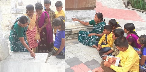 மதுரை மாவட்டம் கள்ளிக்குடி அருகே லாலாபுரம் ஊராட்சி ஒன்றிய நடுநிலைப்பள்ளி தொன்மைப்பாதுகாப்பு மன்ற மாணவர்கள், கள்ளிக்குடி குலசேகரப்பெருமாள் கோயில் கல்வெட்டுகளை தமிழாசிரியர் ராஜேஸ்வரி மாணவர்களுக்கு எடுத்துக் கூறினார்.