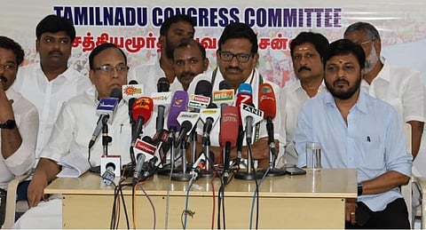 செய்தியாளர்களைச் சந்தித்த கே.எஸ்.அழகிரி