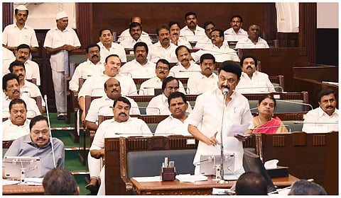 தமிழக சட்டப்பேரைவயில் பதிலுரை ஆற்றும் முதல்வர் மு.க.ஸ்டாலின்