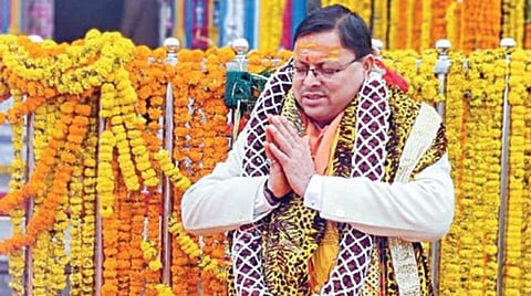 ஸ்ரீ கேதார்நாத் கோயிலில் சுவாமியை வழிபட்ட மாநில முதல்வர் புஷ்கர் சிங் தாமி.