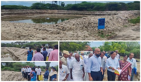 ராமநாதபுரத்தில்  நீர்வடிப்பகுதி மேம்பாட்டு திட்டத்தின் கீழ் நடைபெறும் தூர்வாரும் பணிகளை  பார்வையிட்ட  மாவட்ட ஆட்சியர் ஜானி டாம் வர்கீஸ்  