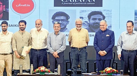 சென்னையில் ஆசிய ஊடகவியல் கல்லூரி சார்பில் சிறந்த ஊடகவியலாளர் விருது வழங்கும் விழா நேற்று நடந்தது. இதில் பங்கேற்ற (இடமிருந்து வலம்) கல்லூரி டீன் நளினி ராஜன், விருதாளர்கள் நீல் மாதவ், அனிசன் ஜப்ரி, அருணப் சைக்கியா, தன்மயி பாதுரி, கல்லூரி தலைவர் சசிகுமார், விருது தேர்வுக் குழுவை சேர்ந்த ரூபன் பானர்ஜி, கிருஷ்ணா ஆனந்த், உச்ச நீதிமன்ற மூத்த வழக்கறிஞர் சந்தர் உதய் சிங், ‘இந்து’ என்.ராம், ஆசிய ஊடகவியல் கல்லூரி புளூம்பெர்க் திட்டத்தின் டீன் குஷ்பு நாராயண்.படம்: பு.க.பிரவீன்