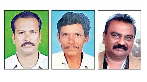 உயிரிழந்த சுப்புராயலு, கோவிந்தன். (கடைசி படம்) கைதான பள்ளி தாளாளர் சிமியோன்.