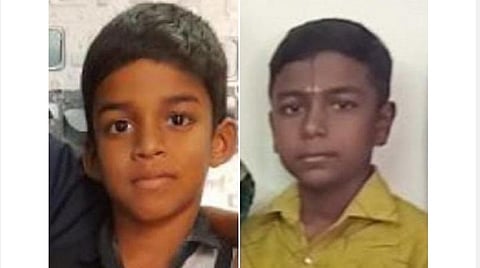 நீரில் மூழ்கி உயிரிழந்த பள்ளி மாணவரகள் சரண், சிவப்பிரசாத்.