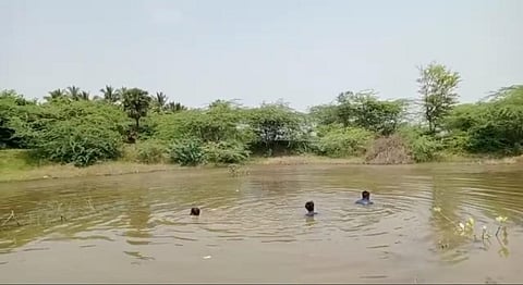 புதுக்கோட்டை மாவட்டம் பொன்னமராவதி அருகே சிறுவர்கள் மூழ்கி உயிரிழந்த கண்மாய்.