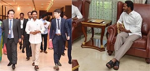 ஆந்திர முதல்வர் ஜெகன் மோகன் ரெட்டி அணிந்திருக்கும் காலணி  விலை ரூ. 1.35 லட்சம் என எதிர்கட்சியினரால் குற்றம் சாட்டப்பட்டுள்ளது.