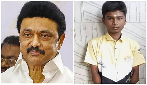 முதல்வர் ஸ்டாலின் (இடது) மாணவர் க்ரித்தி வர்மா (வலது)