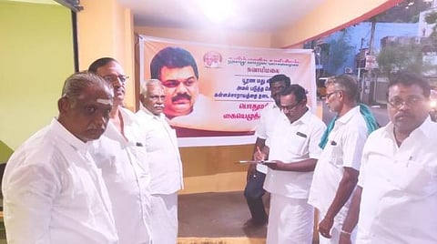 சுவாமிமலை | பூரண மதுவிலக்கை அமல்படுத்தக் கோரி தமிழ் மாநில காங்கிரஸார் கையெழுத்து இயக்கம்