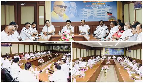 முதல்வர் ஸ்டாலின் தலைமையில் திமுக உயர்நிலை செயல்திட்ட ஆலோசனைக் கூட்டம் நடந்தது