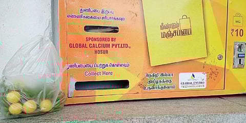 ஓசூரில் ‘காட்சிப் பொருளான’ மஞ்சப்பை இயந்திரம்