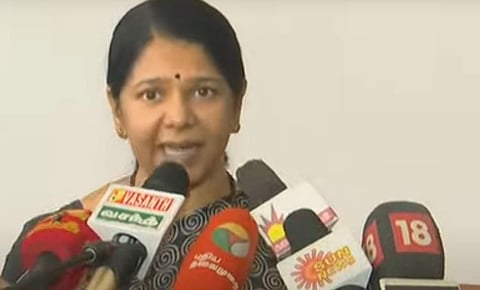 டெல்லியில் செய்தியாளர்களைச் சந்தித்த திமுக எம்.பி. கனிமொழி