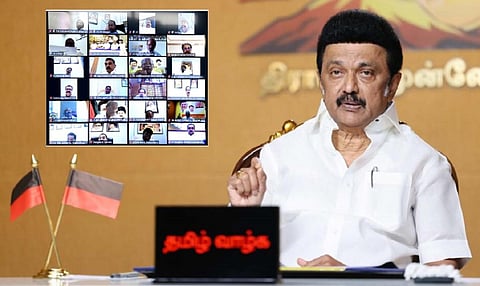 திமுக மாவட்ட செயலாளர்கள் கூட்டத்தில் முதல்வர் ஸ்டாலின்.