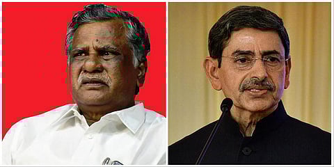 முத்தரசன் (இடது) , ஆளுநர் ஆர்.என்.ரவி (வலது)