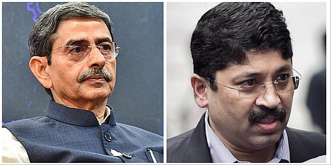 ஆளுநர் ஆர்.என்.ரவி (இடது), தயாநிதி மாறன் எம்.பி. (வலது)