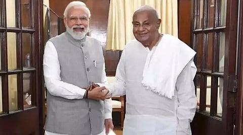 மக்களவைத் தேர்தலில் பாஜகவுடன் கூட்டணி - தேவகவுடா கட்சிக்கு 4 தொகுதிகள் ஒதுக்கீடு