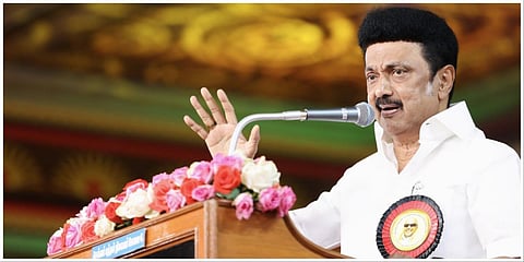 திருப்பூரில் நடைபெற்ற திமுக வாக்குச்சாவடி பொறுப்பாளர்களுக்கான பயிற்சி பாசறைக் கூட்டத்தில் உரையாற்றும் முதல்வர் ஸ்டாலின்