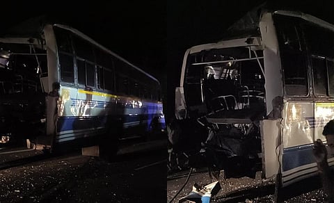 விபத்தில் சிக்கிய பேருந்து