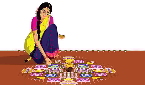 மார்கழி அனுபவம்: அரசியின் பூக்கோலம்!