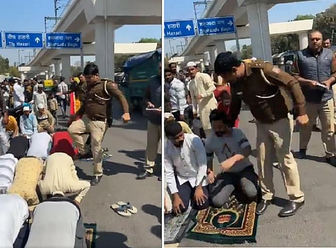 சாலையில் தொழுகை செய்த இஸ்லாமியர்களை எட்டி உதைத்த டெல்லி போலீஸ் காவலர் சஸ்பெண்ட்