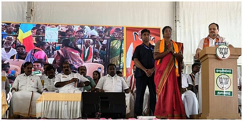 அரியலூர் பிரச்சார பொதுக்கூட்டத்தில் உரையாற்றிய பாஜக தேசிய தலைவர் ஜே.பி நட்டா