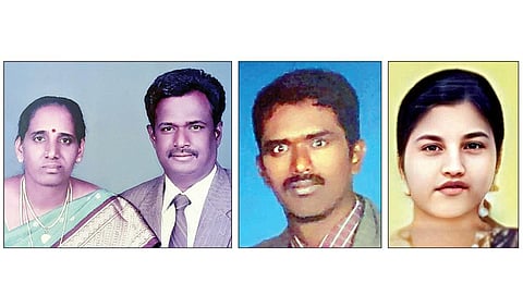 விபத்தில் உயிரிழந்த சந்திரசேகரன், சித்ரா, இளவரசன், அருவிவித்ரா.﻿﻿