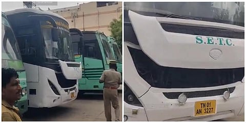 சென்னையில் இருந்து நெல்லை சென்ற அரசுப் பேருந்தில் இருந்து துப்பாக்கி உள்ளிட்ட ஆயுதங்களை போலீஸார் பறிமுதல் செய்தனர்