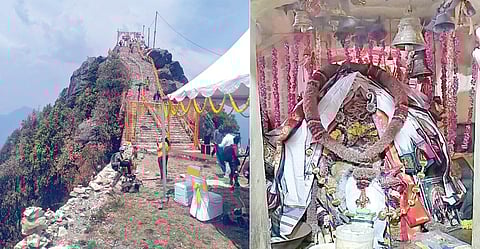 உத்தராகண்ட் மாநிலம் ருத்ரபிரயாக் மாவட்டத்தில் உள்ள கார்த்திக் சுவாமி மலைக் கோயில். (அடுத்த படம்:) அறுபடை வீடுகளில் இருந்து அனுப்பப்பட்ட வஸ்திரங்கள், பூமாலை அலங்காரத்தில் கார்த்திக் சுவாமி.